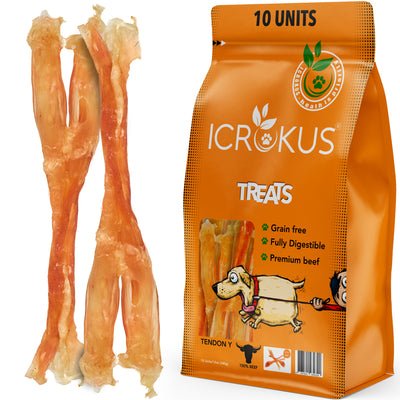 Beef Tendon Y Chews for Dogs - 7-11 Inch (10 Pack)