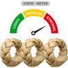 icrokus, natural, braided, rawhides, dogs, rawhide, dog, treats, digestible, chews, rings, free, range, grass, fed, treat, donut, 5, inches, set, 3, units, peanut, butter