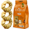 icrokus, natural, braided, rawhides, dogs, rawhide, dog, treats, digestible, chews, rings, free, range, grass, fed, treat, donut, 5, inches, set, 3, units, smoked, hickory