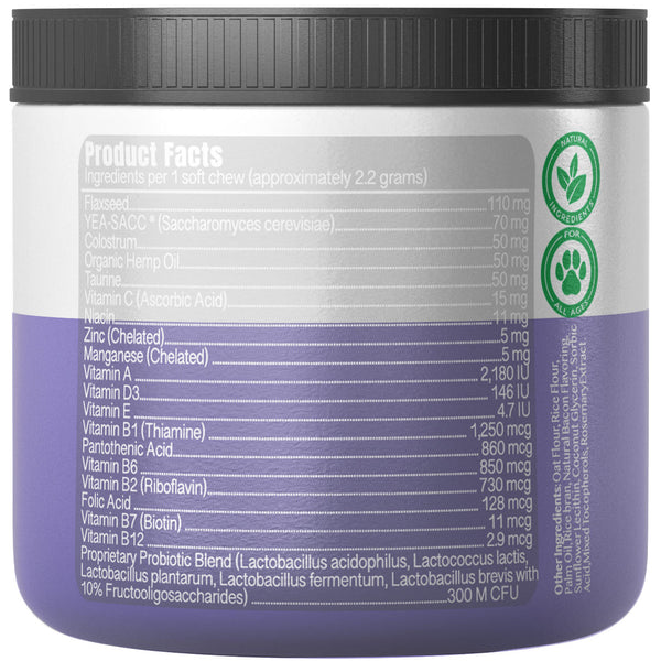 icrokus, 9, in, 1, powerful, dog, multivitamin, treats, premium, vitamins, and, supplements, probiotics, for, dogs, with, hemp, oil, colostrum, taurine, hip, joint, supplement, 120, soft, chews