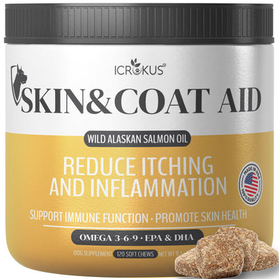 Skin and Coat Supplements for Dog with Wild Salmon Fish Oil (120 count)